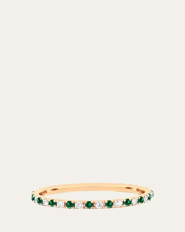 14k Diamond and Tsavorite Eternity Ring, Size 5-